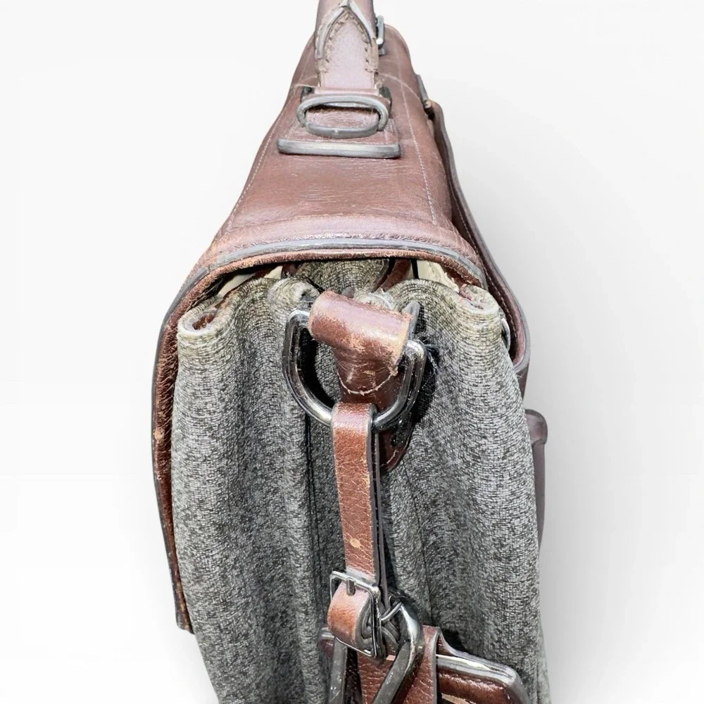 TUMI Bedford Carlisle Briefcase Laptop Bag Messenger Brown Leather Canvas